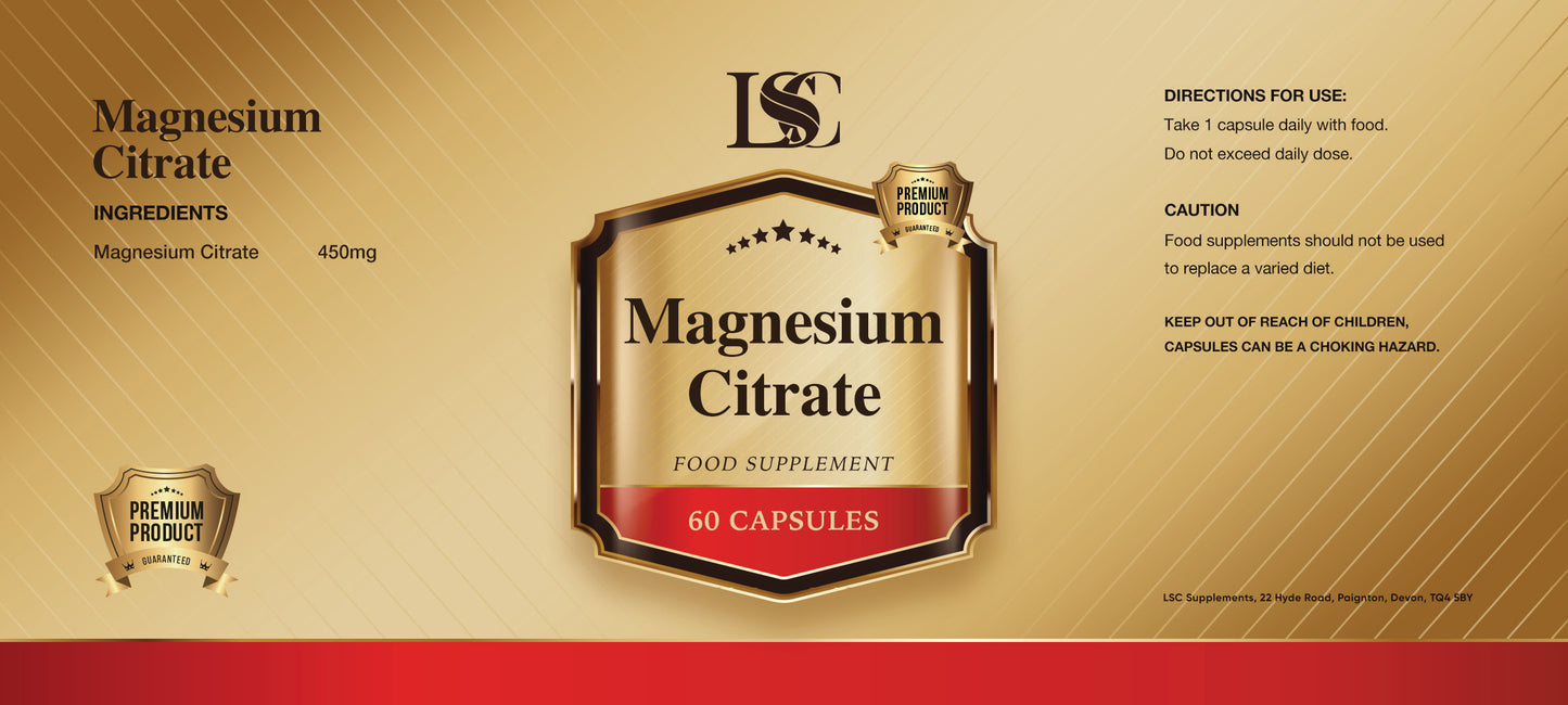 Magnesium Citrate 450mg Capsules by LSC Supplements
