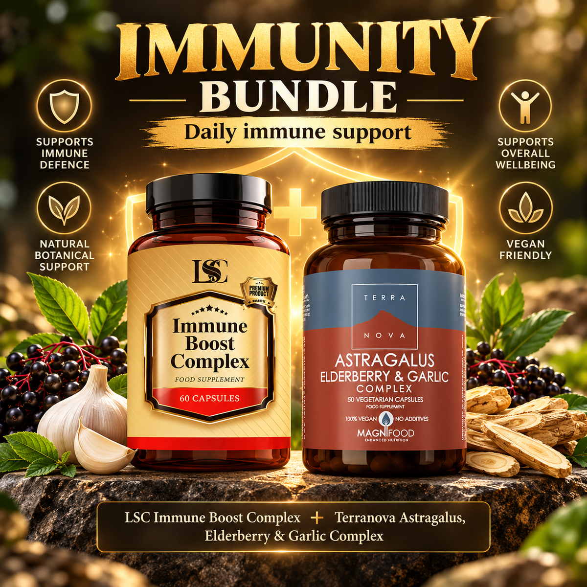 THE IMMUNITY BUNDLE Astragalus Complex 50 Capsules + Immune Boost Complex 60 Capsules