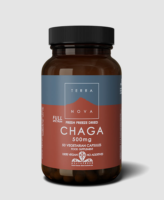 Terranova Chaga 500 mg — Full-Spectrum, Fresh Freeze-Dried, Organic
