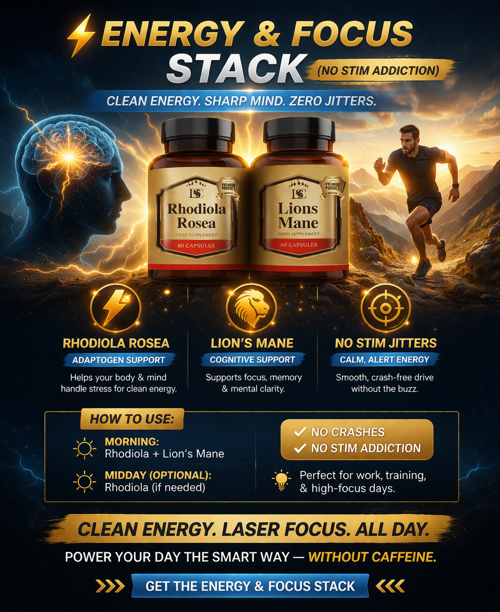 Energy & Focus Stack: 60 Capsule Bottles