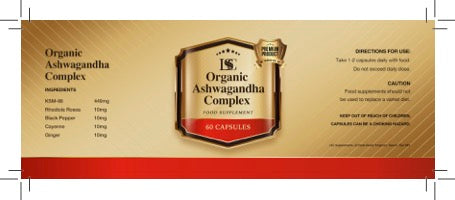 LSC Organic Ashwagandha Complex bottle, 1-a-day vegan capsules
